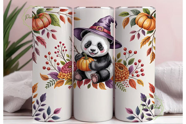 Halloween Panda 20oz Tumbler Wrap Sublimation PixelChick 