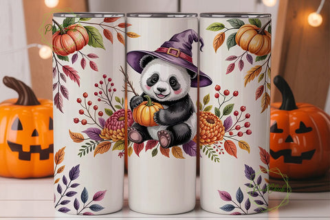 Halloween Panda 20oz Tumbler Wrap Sublimation PixelChick 