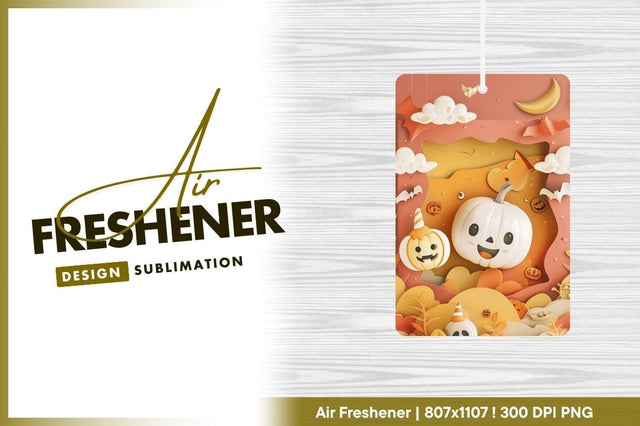 Halloween Paper Cutout Illustration with Pumpkins Bats Clouds and Moon Sublimation Regulrcrative 