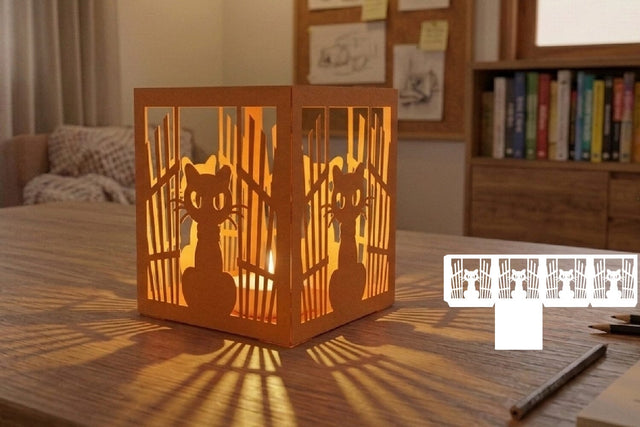 Halloween Paper Lantern, Cat Paper Lantern SVG zafrans studio 