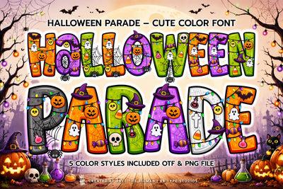 Halloween Parade Color font OTF, PNG Font BB Digital Arts 
