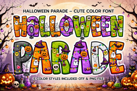 Halloween Parade Color font OTF, PNG Font BB Digital Arts 