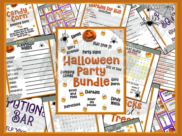 Halloween Party Bundle for Kids | Party game printable | Halloween games | Kids party games | Halloween Party Decorations | Trick or Treats Sublimation Willow Paige Farms 