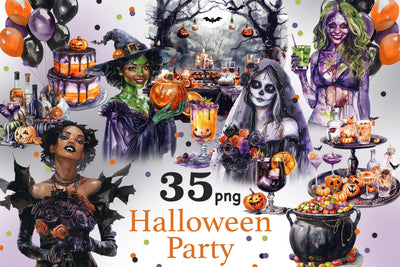 Halloween Party Clipart | Treat Or Treat Illustration Set SVG GlamArtZhanna 