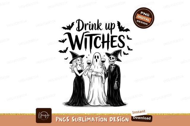 Halloween Party Witch Ghost Skeleton Drink Sublimation Designangry 