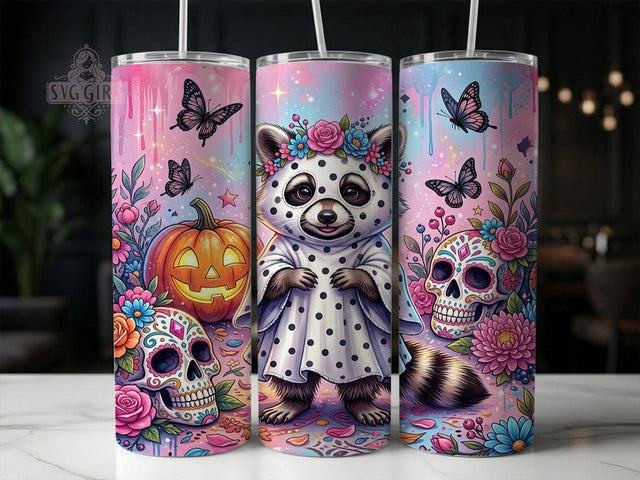 Halloween Pastel Ghost Raccoon 20oz Tumbler, Halloween Pastel Ghost Raccoon, 20oz Tumbler Wrap, Sublimation Design, Cute Spooky Animal Art, Digital Download, Tumbler PNG, Ghost Raccoon Wrap Sublimation SvggirlplusArt 