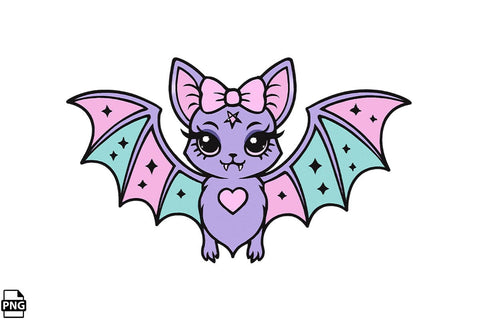 Halloween Pastel Goth Bat PNG Clipart Bundle Printable File Sublimation Creativedesigntee 