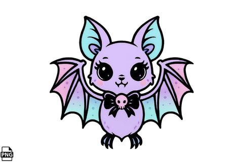 Halloween Pastel Goth Bat PNG Clipart Bundle Printable File Sublimation Creativedesigntee 
