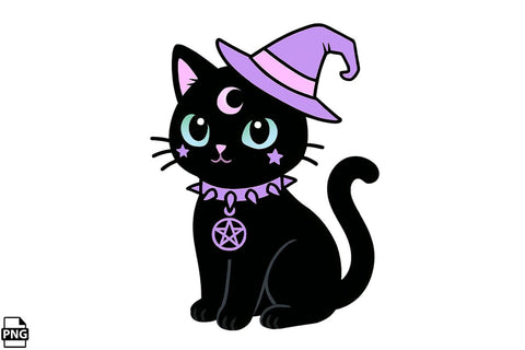 Halloween Pastel Goth Black Cat PNG Clipart Bundle Printable File Sublimation Creativedesigntee 