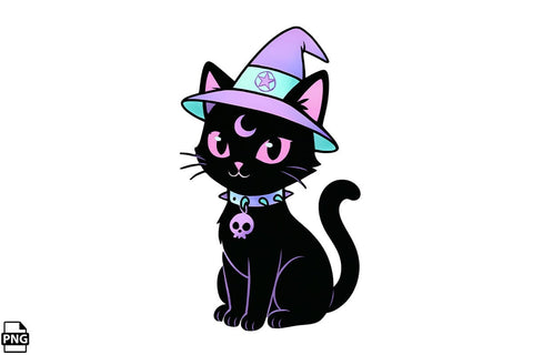Halloween Pastel Goth Black Cat PNG Clipart Bundle Printable File Sublimation Creativedesigntee 