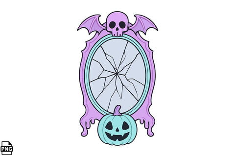 Halloween Pastel Goth Broken Mirror PNG Clipart Bundle Printable File Sublimation Creativedesigntee 