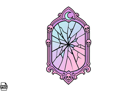 Halloween Pastel Goth Broken Mirror PNG Clipart Bundle Printable File Sublimation Creativedesigntee 