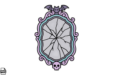 Halloween Pastel Goth Broken Mirror PNG Clipart Bundle Printable File Sublimation Creativedesigntee 