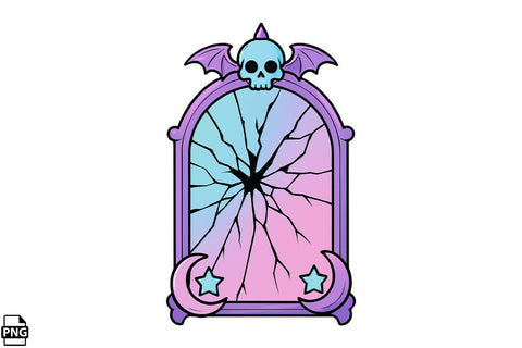 Halloween Pastel Goth Broken Mirror PNG Clipart Bundle Printable File Sublimation Creativedesigntee 