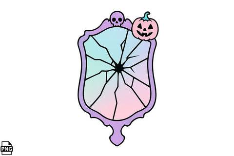 Halloween Pastel Goth Broken Mirror PNG Clipart Bundle Printable File Sublimation Creativedesigntee 