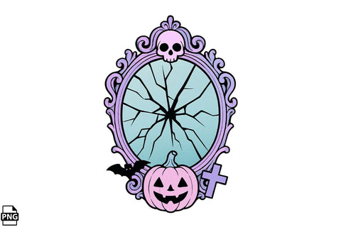Halloween Pastel Goth Broken Mirror PNG Clipart Bundle Printable File Sublimation Creativedesigntee 