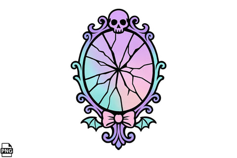 Halloween Pastel Goth Broken Mirror PNG Clipart Bundle Printable File Sublimation Creativedesigntee 