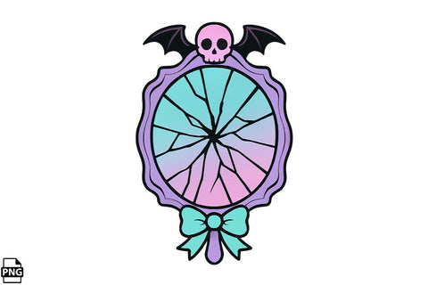 Halloween Pastel Goth Broken Mirror PNG Clipart Bundle Printable File Sublimation Creativedesigntee 
