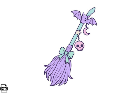 Halloween Pastel Goth Broomstick PNG Clipart Bundle Printable File Sublimation Creativedesigntee 
