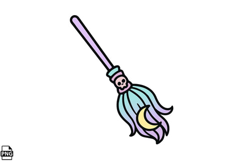 Halloween Pastel Goth Broomstick PNG Clipart Bundle Printable File Sublimation Creativedesigntee 