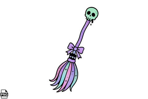 Halloween Pastel Goth Broomstick PNG Clipart Bundle Printable File Sublimation Creativedesigntee 