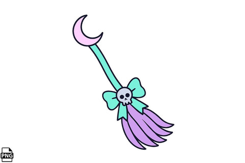 Halloween Pastel Goth Broomstick PNG Clipart Bundle Printable File Sublimation Creativedesigntee 