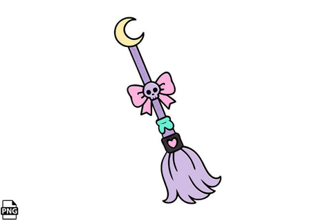 Halloween Pastel Goth Broomstick PNG Clipart Bundle Printable File Sublimation Creativedesigntee 