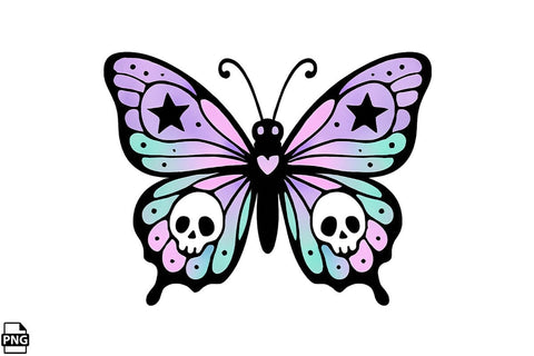 Halloween Pastel Goth Butterfly PNG Clipart Bundle Printable File Sublimation Creativedesigntee 