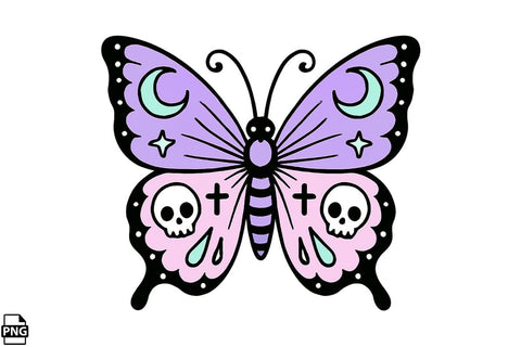 Halloween Pastel Goth Butterfly PNG Clipart Bundle Printable File Sublimation Creativedesigntee 