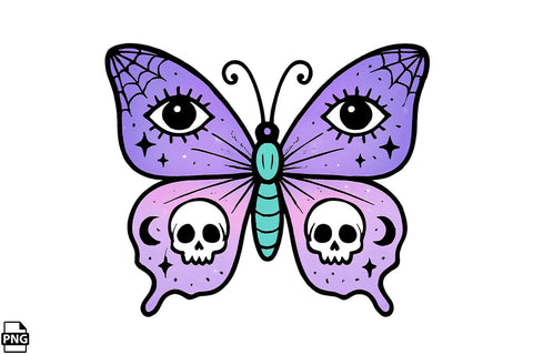 Halloween Pastel Goth Butterfly PNG Clipart Bundle Printable File Sublimation Creativedesigntee 