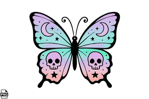 Halloween Pastel Goth Butterfly PNG Clipart Bundle Printable File Sublimation Creativedesigntee 
