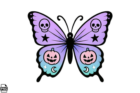 Halloween Pastel Goth Butterfly PNG Clipart Bundle Printable File Sublimation Creativedesigntee 