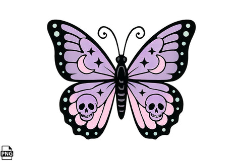 Halloween Pastel Goth Butterfly PNG Clipart Bundle Printable File Sublimation Creativedesigntee 