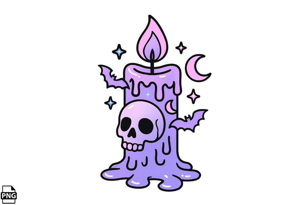 Halloween Pastel Goth Candle PNG Clipart Bundle Printable File - So Fontsy