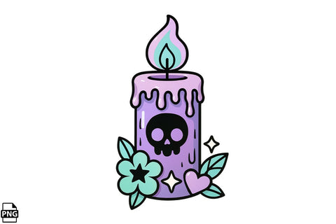 Halloween Pastel Goth Candle PNG Clipart Bundle Printable File Sublimation Creativedesigntee 