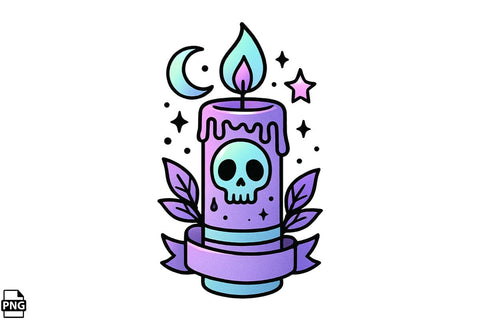 Halloween Pastel Goth Candle PNG Clipart Bundle Printable File Sublimation Creativedesigntee 