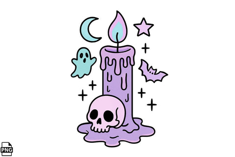 Halloween Pastel Goth Candle PNG Clipart Bundle Printable File Sublimation Creativedesigntee 