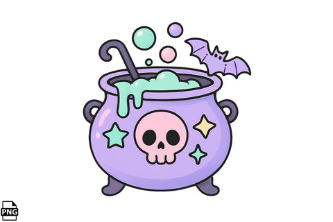 Halloween Pastel Goth Cauldron PNG Clipart Bundle Printable File Sublimation Creativedesigntee 