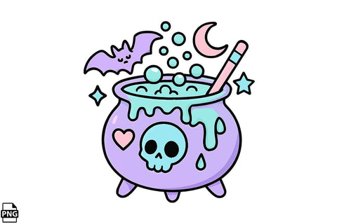 Halloween Pastel Goth Cauldron PNG Clipart Bundle Printable File Sublimation Creativedesigntee 