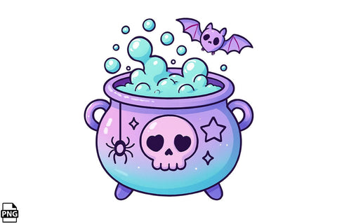 Halloween Pastel Goth Cauldron PNG Clipart Bundle Printable File Sublimation Creativedesigntee 