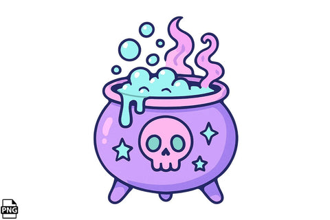Halloween Pastel Goth Cauldron PNG Clipart Bundle Printable File Sublimation Creativedesigntee 