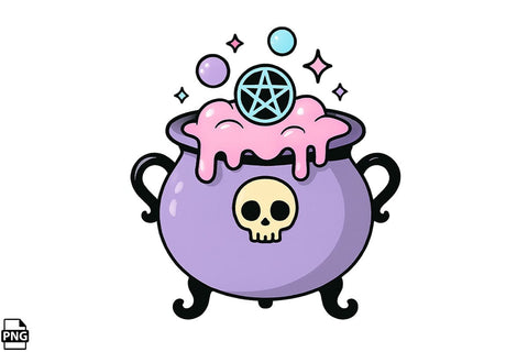 Halloween Pastel Goth Cauldron PNG Clipart Bundle Printable File Sublimation Creativedesigntee 