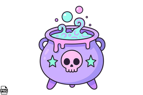 Halloween Pastel Goth Cauldron PNG Clipart Bundle Printable File Sublimation Creativedesigntee 