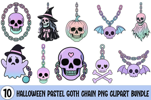 Halloween Pastel Goth Chain PNG Clipart Bundle Printable File Sublimation Creativedesigntee 