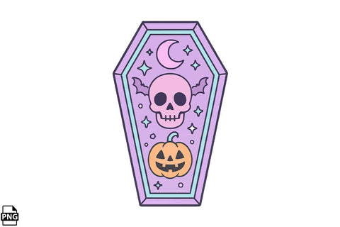 Halloween Pastel Goth Coffin PNG Clipart Bundle Printable File Sublimation Creativedesigntee 