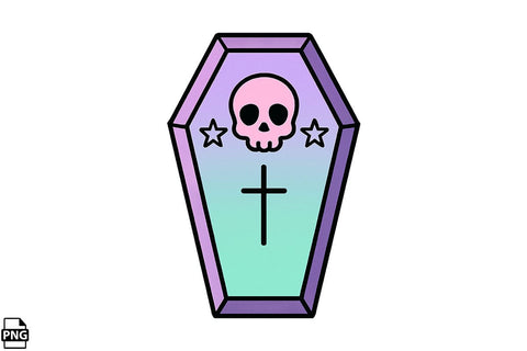 Halloween Pastel Goth Coffin PNG Clipart Bundle Printable File Sublimation Creativedesigntee 