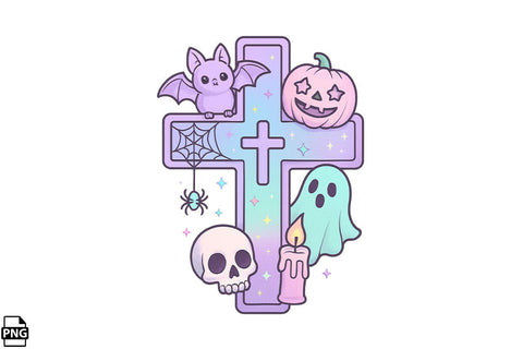 Halloween Pastel Goth Cross PNG Clipart Bundle Printable File Sublimation Creativedesigntee 