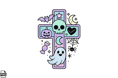 Halloween Pastel Goth Cross PNG Clipart Bundle Printable File Sublimation Creativedesigntee 