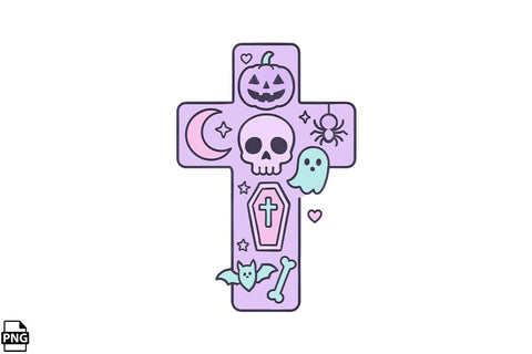 Halloween Pastel Goth Cross PNG Clipart Bundle Printable File Sublimation Creativedesigntee 