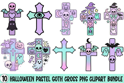 Halloween Pastel Goth Cross PNG Clipart Bundle Printable File Sublimation Creativedesigntee 